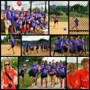 WE volunteers kickball collage