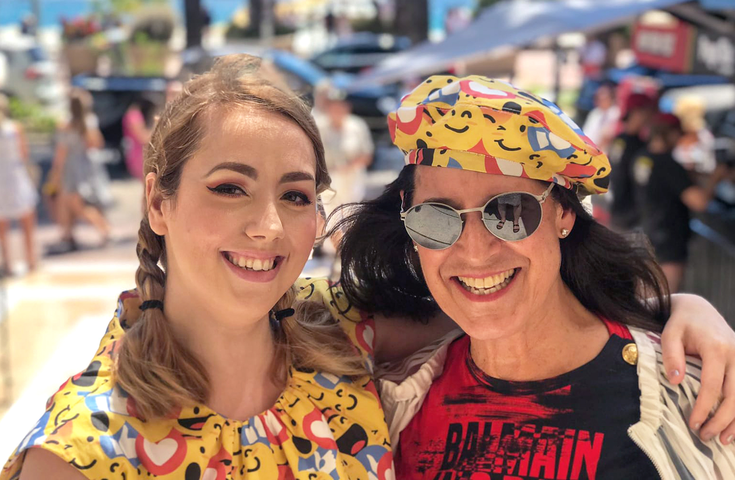 Holly Brockwell and Melissa Waggener Zorkin pose for a photo at the Cannes gameshow hosted by WE