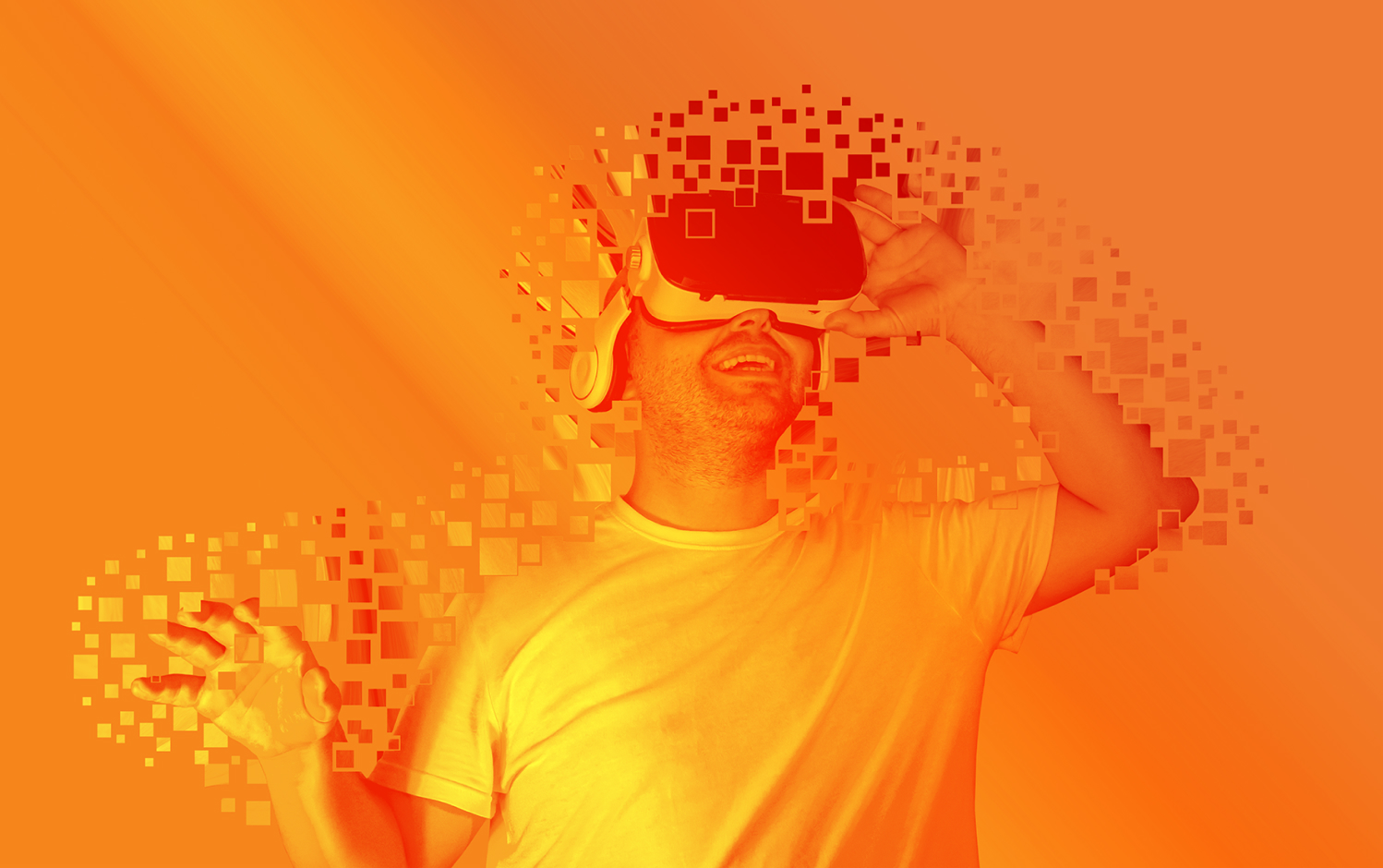 man using VR mask