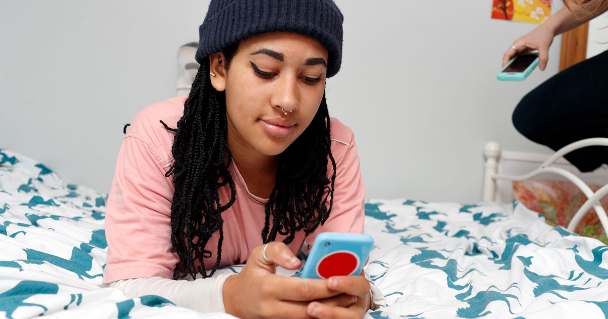 young person on phone